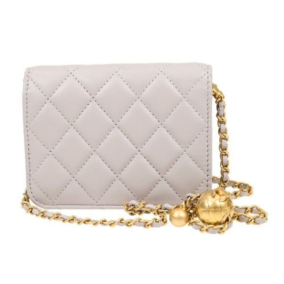 Chanel Chain Shoulder Bag Lambskin Gray - Picture 3 of 6